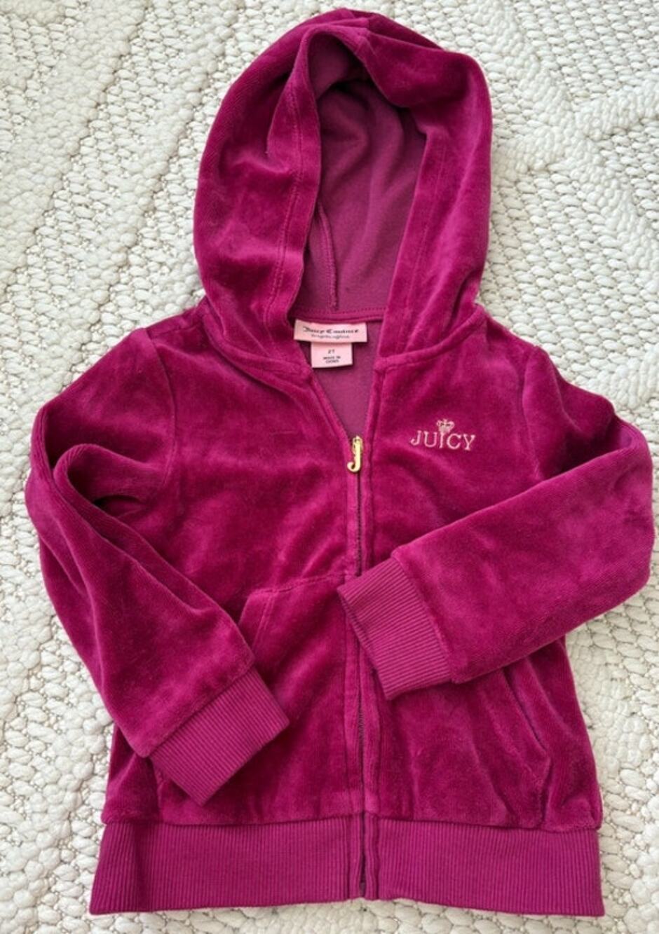 NWOT Baby Girl Pink Juicy Couture Tracksuit Velour Hoodie Size 2T